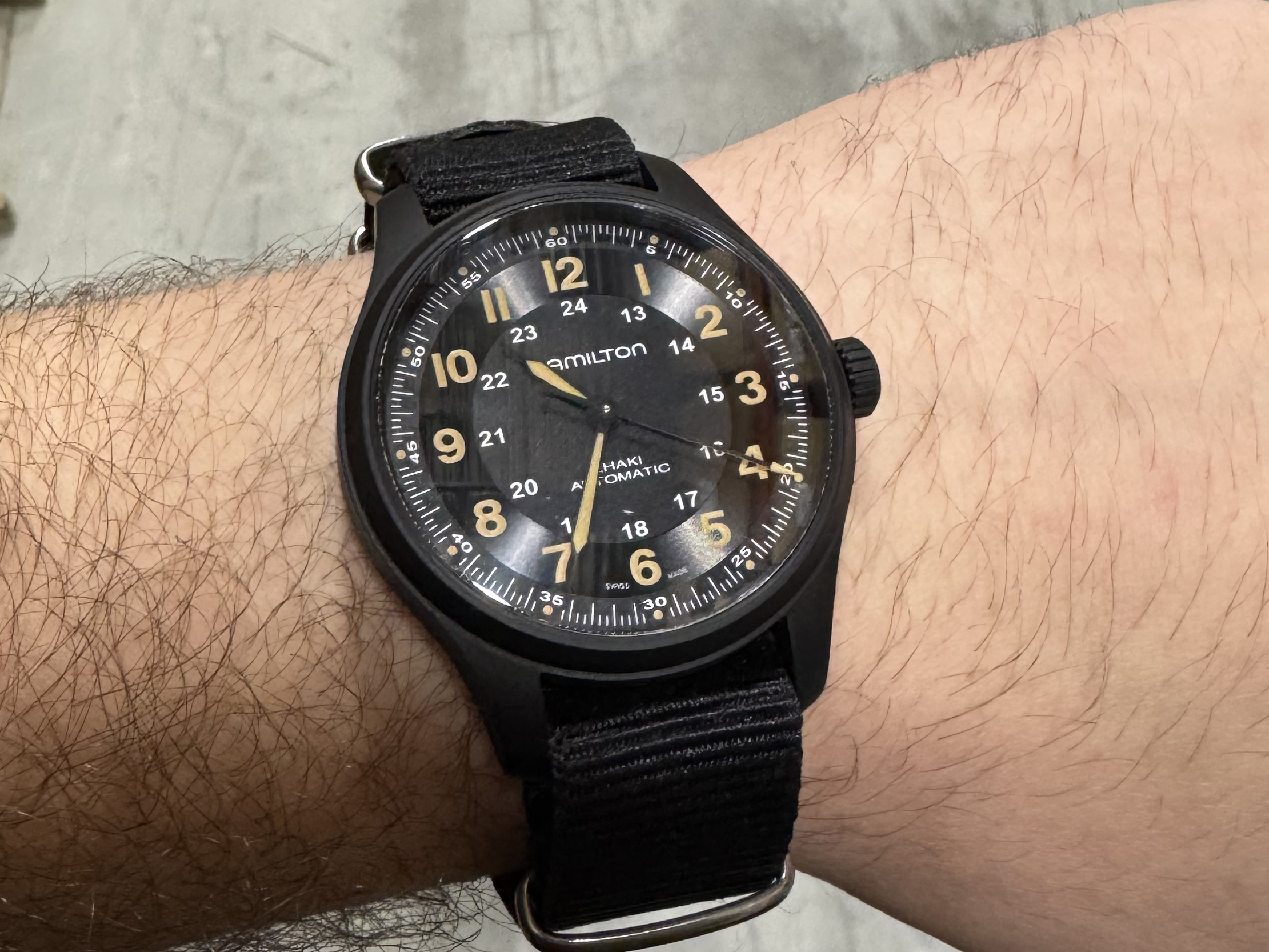 Hamilton Khaki Feild (Titanium Case with Black Dial on NATO Strap)